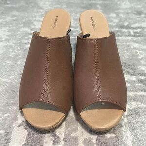 George Women's Tan Open-Toe Mules